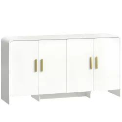 Aparador de Cocina con 4 Estantes 4 Puertas de Cierre Suave Mueble para TV de 72 Pulgadas 152x40x80 cm Blanco - Ogal.Es