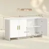 Aparador de Cocina con 4 Estantes 4 Puertas de Cierre Suave Mueble para TV de 72 Pulgadas 152x40x80 cm Blanco - Ogal.Es