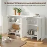 Aparador de Cocina con 4 Estantes 4 Puertas de Cierre Suave Mueble para TV de 72 Pulgadas 152x40x80 cm Blanco - Ogal.Es