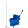 Cubo de Fregar con Escurridor Panel Separador y Ruedas Capacidad 20L para Limpieza Doméstica 45x26,5x70 cm Azul - Ogal.Es