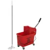 Cubo de Fregar con Escurridor Panel Separador y Ruedas Capacidad 20L para Limpieza Doméstica 45x26,5x70 cm Rojo - Ogal.Es