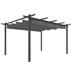 Pérgola de Jardín 4x3 m con Techo Retráctil Estructura de Aluminio UPF30+ Orificios de Drenaje Pabellón Exterior... - Ogal.Es