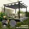 Pérgola de Jardín 4x3 m con Techo Retráctil Estructura de Aluminio UPF30+ Orificios de Drenaje Pabellón Exterior... - Ogal.Es
