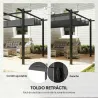 Pérgola de Jardín 4x3 m con Techo Retráctil Estructura de Aluminio UPF30+ Orificios de Drenaje Pabellón Exterior... - Ogal.Es