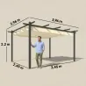 Pérgola de Jardín 4x3 m con Techo Retráctil Estructura de Aluminio UPF30+ Orificios de Drenaje Pabellón Exterior... - Ogal.Es