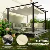 Pérgola de Jardín 4x3 m con Techo Retráctil Estructura de Aluminio UPF30+ Orificios de Drenaje Pabellón Exterior... - Ogal.Es
