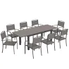 Conjunto de Mesa y Sillas Jardín con Mesa Extensible Marco de Aluminio 8 Sillas y Tablero de Lamas de Madera Plá... - Ogal.Es