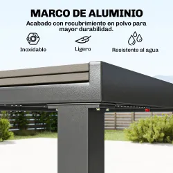 Conjunto de Mesa y Sillas Jardín con Mesa Extensible Marco de Aluminio 8 Sillas y Tablero de Lamas de Madera Plá... - Ogal.Es