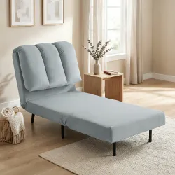 Sillón Cama Individual 3 en 1 Sofá Cama Plegable con Respaldo Ajustable y Cojín Grueso para Salón 72x88x87 cm Gris - Ogal.Es