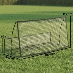 Red de Rebote Plegable 2 en 1 con Bolsa de Transporte para Entrenamiento de Fútbol y Béisbol 200x94x122 cm Negro - Ogal.Es