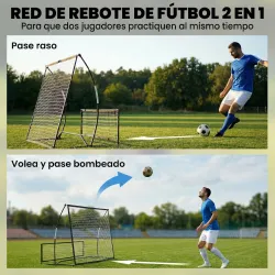 Red de Rebote Plegable 2 en 1 con Bolsa de Transporte para Entrenamiento de Fútbol y Béisbol 200x94x122 cm Negro - Ogal.Es