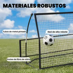 Red de Rebote Plegable 2 en 1 con Bolsa de Transporte para Entrenamiento de Fútbol y Béisbol 200x94x122 cm Negro - Ogal.Es