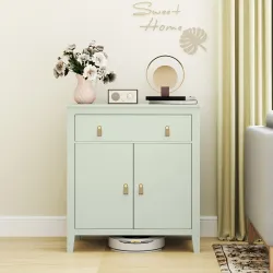 Aparador con Cajón Armario de 2 Niveles y Estante Ajustable Base Elevada y Amplia Superficie 80x40x90cm Verde Claro - Ogal.Es