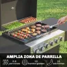 Barbacoa de Gas con 6 Quemadores Termómetro Parrilla Mesas Laterales Armario y Ruedas 135x51x101 cm Negro - Ogal.Es