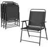 Pack de 4 Sillas de Camping Plegables con Respaldo Alto Asiento Ancho y Reposabrazos Tela Textilene Transpirable... - Ogal.Es