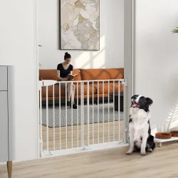 Barrera de Seguridad para Perros 74,5-111,5 cm Puerta para Perros para Escaleras con Pestillo Cierre Automático ... - Ogal.Es