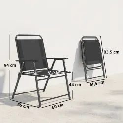 Pack de 4 Sillas de Camping Plegables con Respaldo Alto Asiento Ancho y Reposabrazos Tela Textilene Transpirable... - Ogal.Es