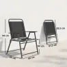 Pack de 4 Sillas de Camping Plegables con Respaldo Alto Asiento Ancho y Reposabrazos Tela Textilene Transpirable... - Ogal.Es