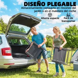 Pack de 4 Sillas de Camping Plegables con Respaldo Alto Asiento Ancho y Reposabrazos Tela Textilene Transpirable... - Ogal.Es