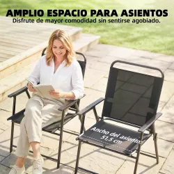 Pack de 4 Sillas de Camping Plegables con Respaldo Alto Asiento Ancho y Reposabrazos Tela Textilene Transpirable... - Ogal.Es