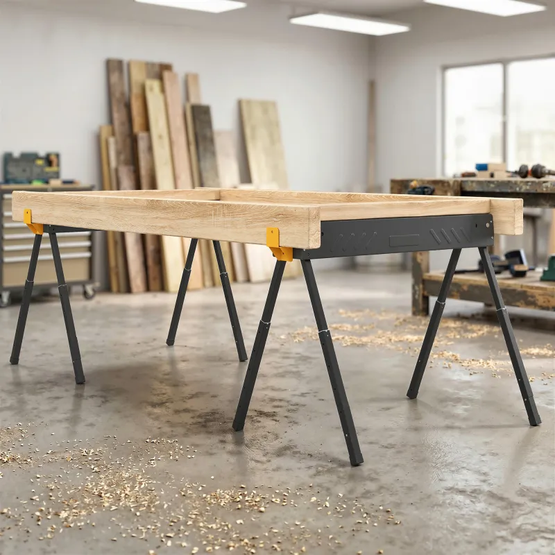 Set de 2 Caballetes para Sierra Plegables Altura Ajustable para Madera 2x4 con Asa Ganchos Soporta hasta 500 kg ... - Ogal.Es