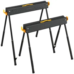 Set de 2 Caballetes para Sierra Plegables Altura Ajustable para Madera 2x4 con Asa Ganchos Soporta hasta 500 kg ... - Ogal.Es