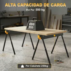 Set de 2 Caballetes para Sierra Plegables Altura Ajustable para Madera 2x4 con Asa Ganchos Soporta hasta 500 kg ... - Ogal.Es