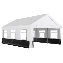 Carpa para Fiestas 4x6 m Carpa de Jardín con Paredes Extraíbles 2 Puertas y Ventanas UPF30+ para Boda Gris y Blanco - Ogal.Es