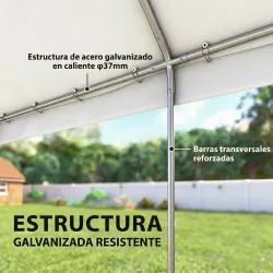 Carpa para Fiestas 4x6 m Carpa de Jardín con Paredes Extraíbles 2 Puertas y Ventanas UPF30+ para Boda Gris y Blanco - Ogal.Es