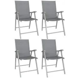 Conjunto de 4 Sillas de Jardín Exterior Plegables con Respaldo Alto y Reposabrazos para Terraza Playa 58x62x97 c... - Ogal.Es