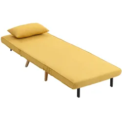 Sofá Cama Individual Plegable con Respaldo Ajustable 5 Posiciones Sillón Cama Tapizado con Cojín 72x75x85 cm Ama... - Ogal.Es