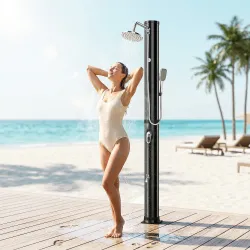 Ducha Solar Jardín 40L con Cabezal Ducha de Mano Grifo para Pies y Temperatura Ajustable Máx. 60 °C para Piscina... - Ogal.Es