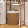 Cesto Ropa Sucia Bambú para Esquina 55L con Tapa y Asa Bolsa Extraíble Lavable 35x35x60 cm Marrón - Ogal.Es