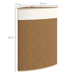 Cesto Ropa Sucia Bambú para Esquina 55L con Tapa y Asa Bolsa Extraíble Lavable 35x35x60 cm Marrón - Ogal.Es