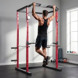 Jaula de Potencia Rack de Sentadillas con Barra Dominadas Estación de Fondos Ajustable para Casa Gimnasio Carga ... - Ogal.Es
