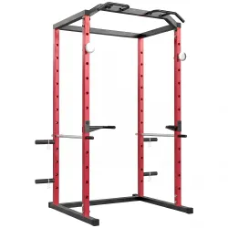Jaula de Potencia Rack de Sentadillas con Barra Dominadas Estación de Fondos Ajustable para Casa Gimnasio Carga ... - Ogal.Es