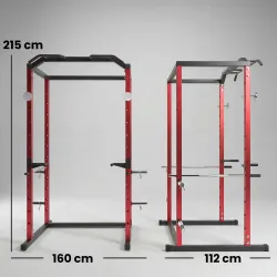 Jaula de Potencia Rack de Sentadillas con Barra Dominadas Estación de Fondos Ajustable para Casa Gimnasio Carga ... - Ogal.Es
