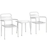 Conjunto de Jardín Exterior de 3 Piezas de Acero Galvanizado con 2 Sillas y Mesa de Vidrio Templado Blanco - Ogal.Es