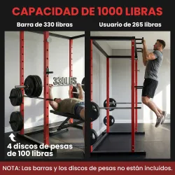 Jaula de Potencia Rack de Sentadillas con Barra Dominadas Estación de Fondos Ajustable para Casa Gimnasio Carga ... - Ogal.Es