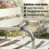 Conjunto de Jardín Exterior de 3 Piezas de Acero Galvanizado con 2 Sillas y Mesa de Vidrio Templado Blanco - Ogal.Es