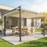 Pérgola de Jardín 3x3,8 m con Techo de Lamas Ajustable a 90° Manivela Estructura de Aluminio y Acero UPF50+ Beige - Ogal.Es