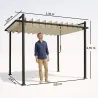 Pérgola de Jardín 3x3,8 m con Techo de Lamas Ajustable a 90° Manivela Estructura de Aluminio y Acero UPF50+ Beige - Ogal.Es