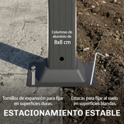Pérgola de Jardín 3x3,8 m con Techo de Lamas Ajustable a 90° Manivela Estructura de Aluminio y Acero UPF50+ Beige - Ogal.Es