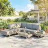 Conjunto de Jardín Exterior de Ratán de 3 Piezas con Sofá Modular de 3 y 2 Plazas Mesa Lateral Mesa de Centro Co... - Ogal.Es