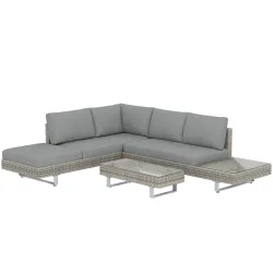 Conjunto de Jardín Exterior de Ratán de 3 Piezas con Sofá Modular de 3 y 2 Plazas Mesa Lateral Mesa de Centro Co... - Ogal.Es