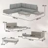 Conjunto de Jardín Exterior de Ratán de 3 Piezas con Sofá Modular de 3 y 2 Plazas Mesa Lateral Mesa de Centro Co... - Ogal.Es