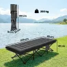Cama Plegable Camping con Colchón Extraíble de Tela Oxford 600D con Reposacabezas y Bolsa Carga 200 kg Negro - Ogal.Es