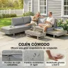 Conjunto de Jardín Exterior de Ratán de 3 Piezas con Sofá Modular de 3 y 2 Plazas Mesa Lateral Mesa de Centro Co... - Ogal.Es
