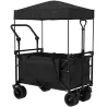 Carro de Jardín Plegable con Ruedas Grandes Bloqueables Barra Ajustable Portavasos para Campaña 125x59x133 cm Negro - Ogal.Es