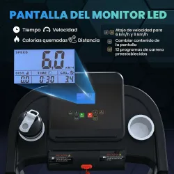 Cinta de Correr para Casa 1-12 KM/H 1,5HP con 12 Programas Ruedas Pantalla LED y Soporte para Móvil para Hogar O... - Ogal.Es